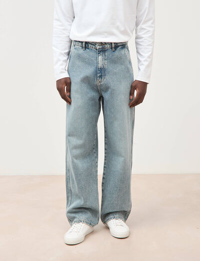 Jeans loose longueur 32 en coton denim dirty homme
