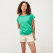 T-shirt ajust&eacute; col rond manches courtes vert femme