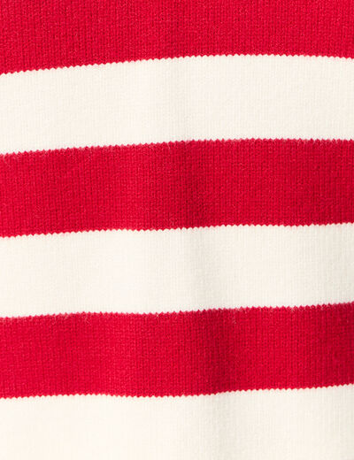 Pull manches longues col polo ecru femme
