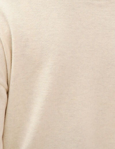 Pull oversize col rond manches longues creme femme