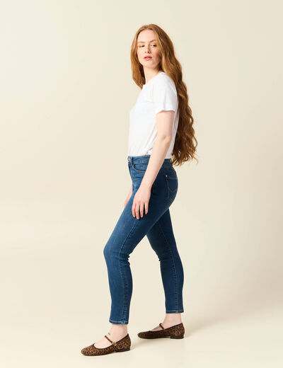 Jeans slim taille haute 7/8ème denim stone femme