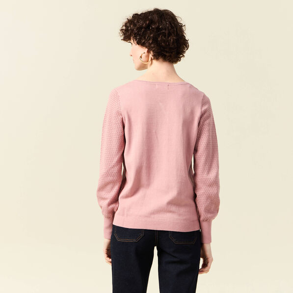 Pull manches longues rose pastel femme