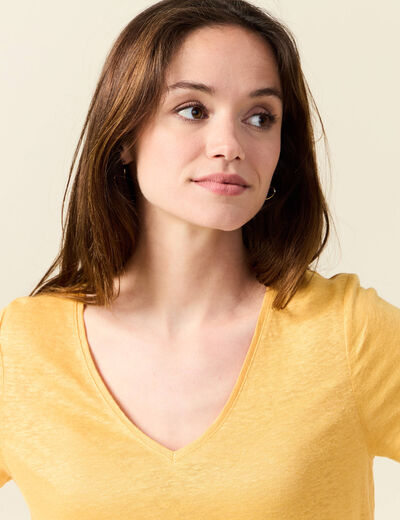 T-shirt en lin jaune femme