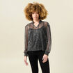 T-shirt manches longues brillant noir femme