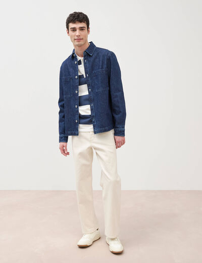 Surchemise en jeans coton coupe droite denim brut homme