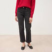 Jeans straight 7/8&egrave;me taille haute denim noir femme