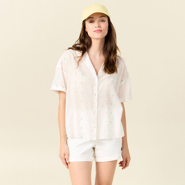 Chemise manches courtes multicolore femme