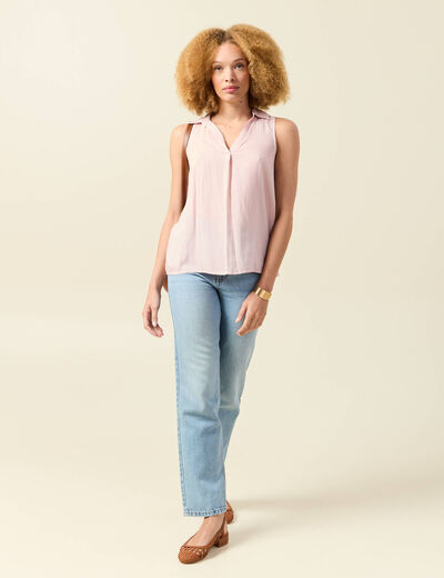 Blouse sans manches rose clair femme