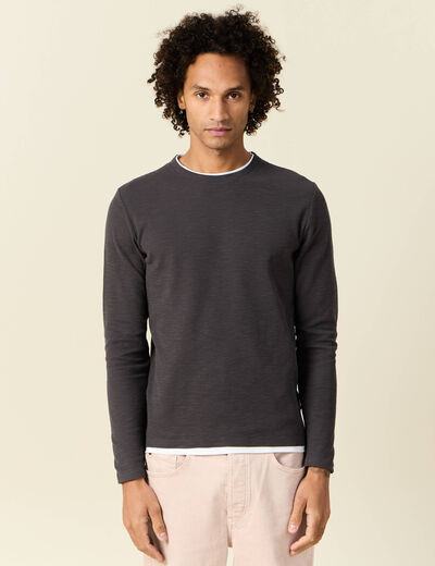 T-shirt manches longues gris foncé homme
