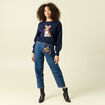 Pull col rond manches longues bleu marine femme