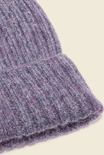 Bonnet tricoté gris foncé femme
