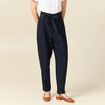 Pantalon carotte taille haute bleu marine femme