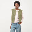 Gilet droit sans manches col rond vert kaki femme