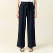 Pantalon large fluide noeud bleu marine femme