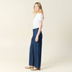 Jeans large &agrave; pinces denim brut femme