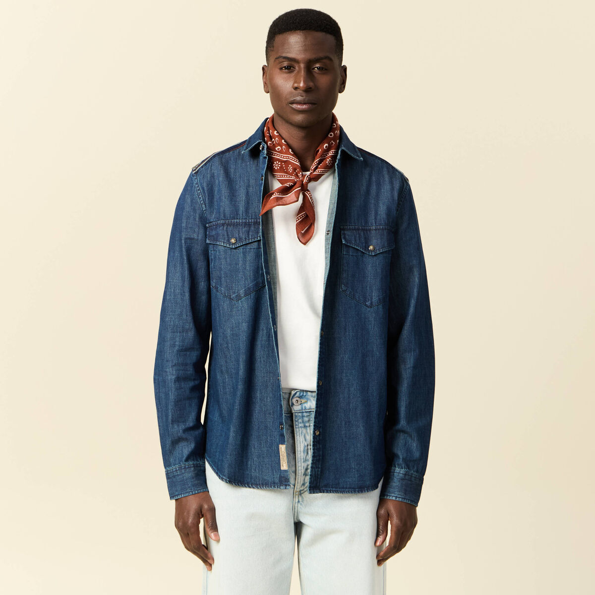 Chemise manches longues jean denim brut homme