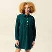 Robe droite velours col polo vert fonc&eacute; femme