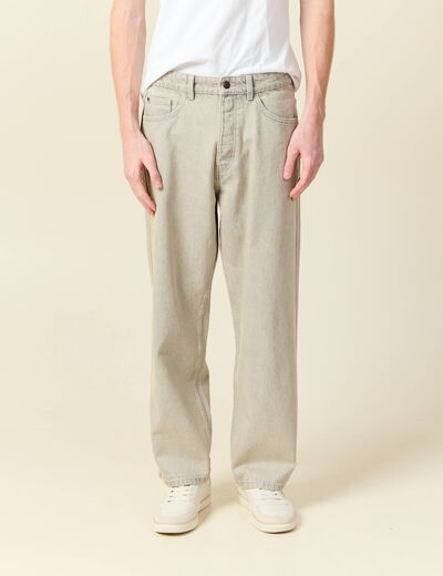 Jeans large 5 poches denim beige homme