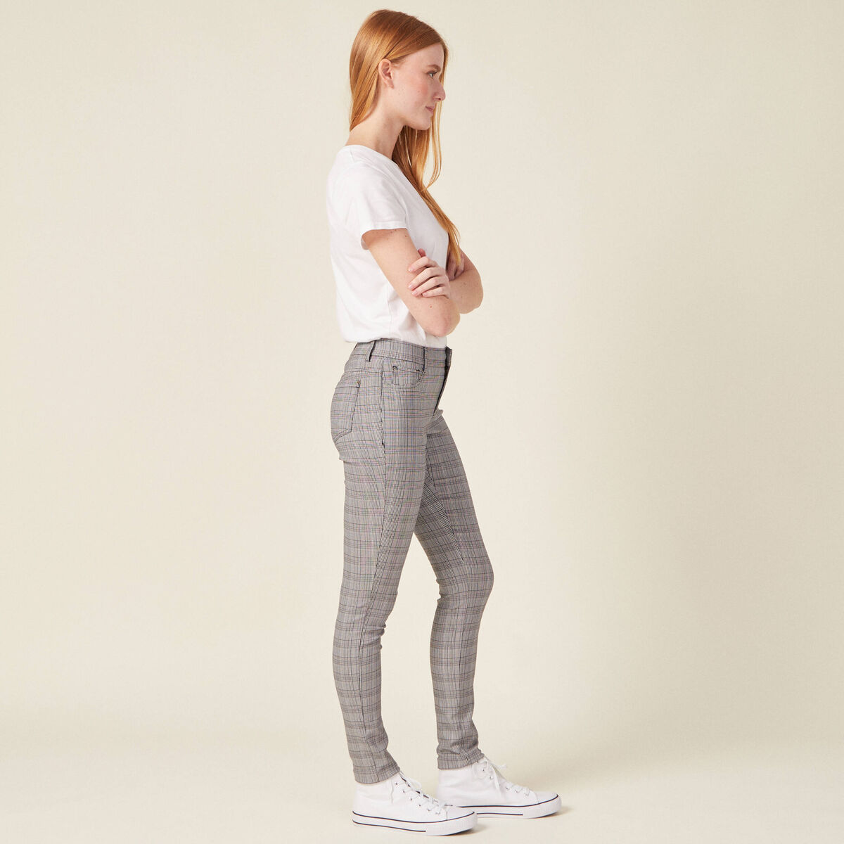 Pantalon skinny gris femme