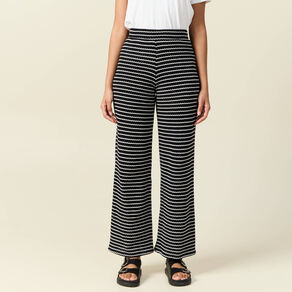Pantalon large en maille noir femme