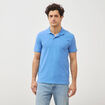 Polo cintr&eacute; en coton manches courtes bleu violet homme