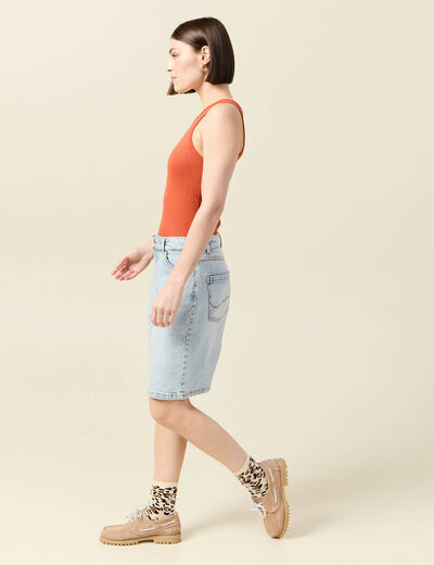Débardeur cintré court col rond orange foncé femme