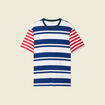 T-shirt ray&eacute; col rond manches courtes ecru homme