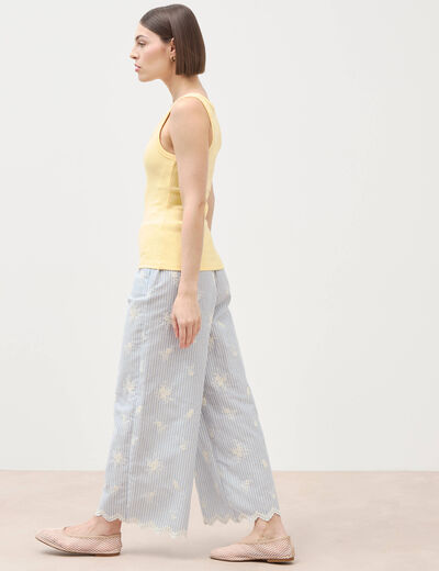 D&eacute;bardeur sans manches jaune pastel femme