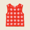 D&eacute;bardeur crochet col rond sans manches orange fonc&eacute; femme