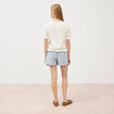 Pull droit court en coton ecru femme
