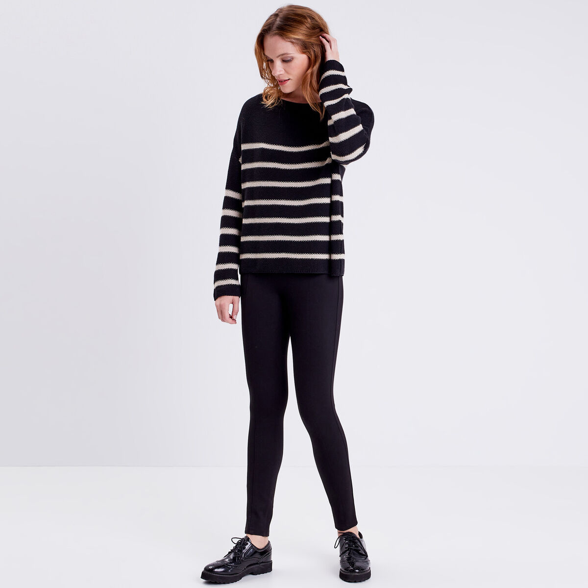 Pantalon jegging taille haute noir femme