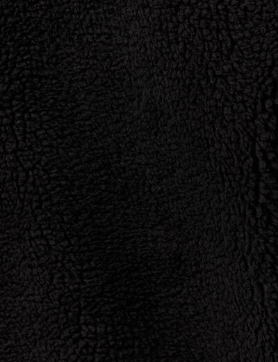 Manteau long laine mouton noir femme