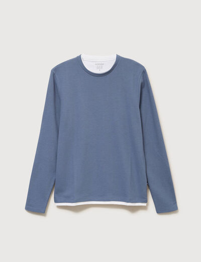T-shirt manches longues bleu fonc&eacute; homme