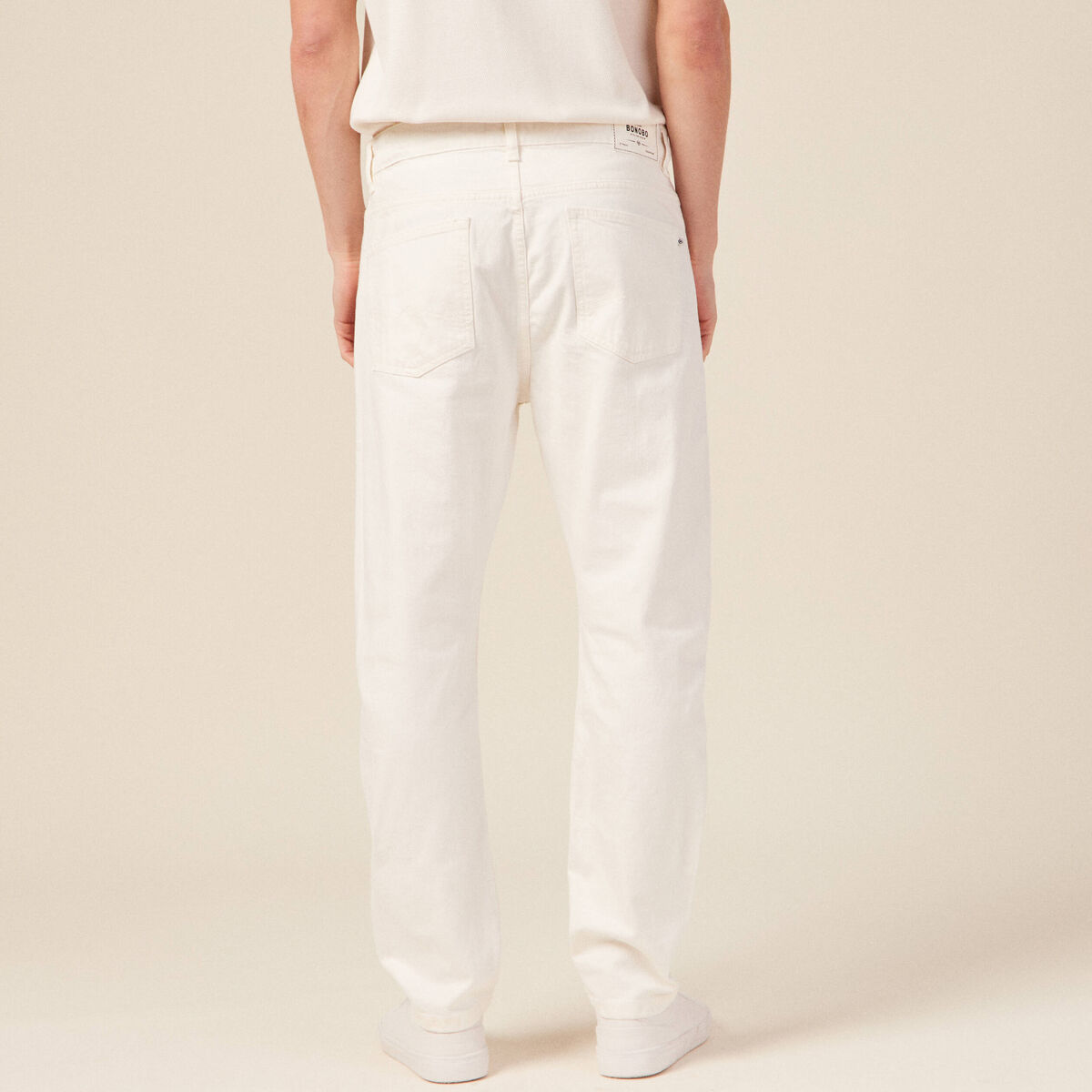 Jeans straight 5 poches denim blanc homme