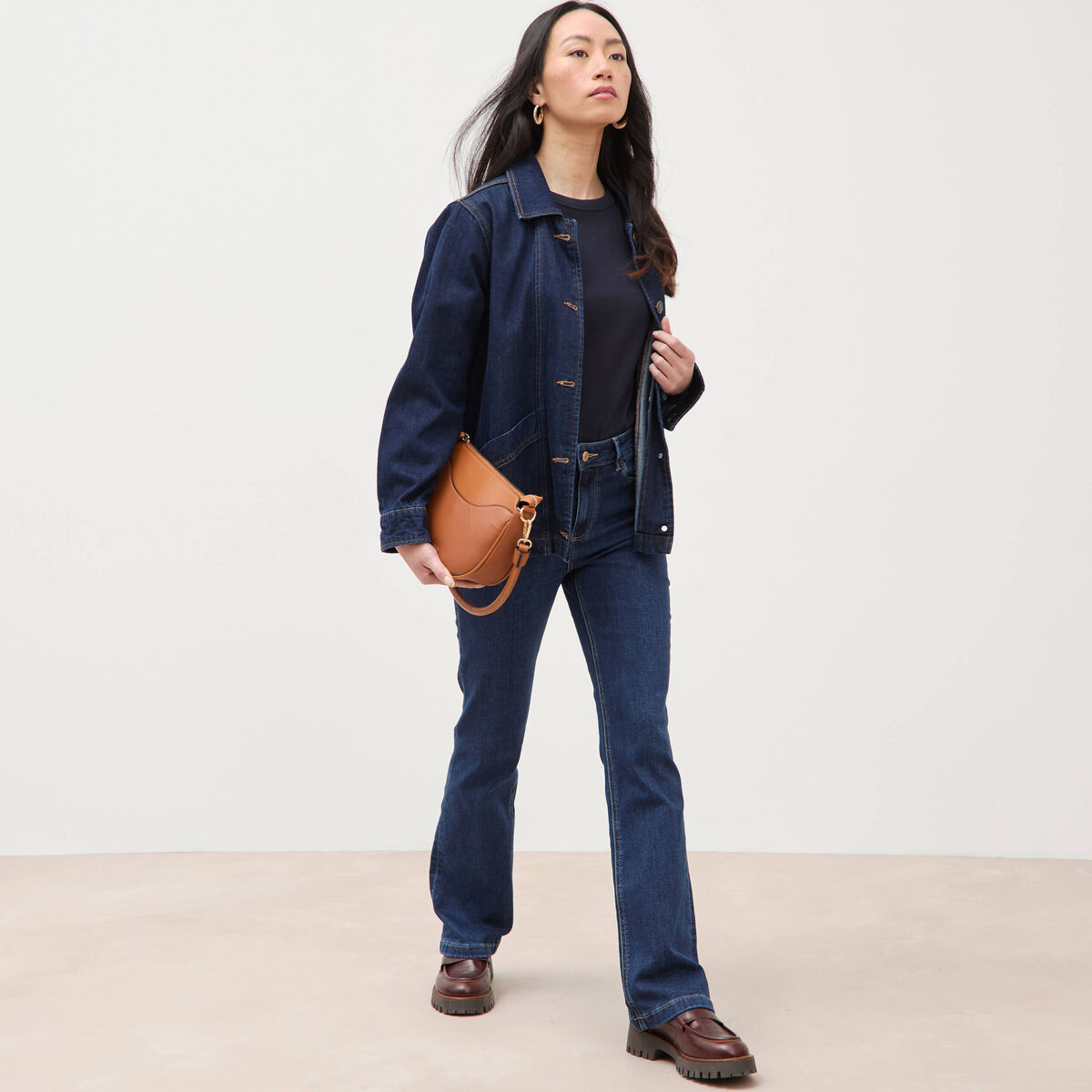 Jeans bootcut denim brut femme