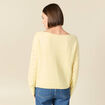 Pull ajour&eacute; col bateau manches longues jaune clair femme
