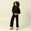 Veston court droit en velours noir femme