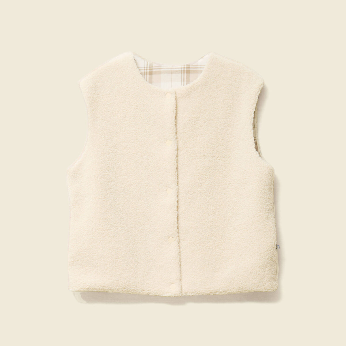 Gilet sans manches r&eacute;versible creme femme