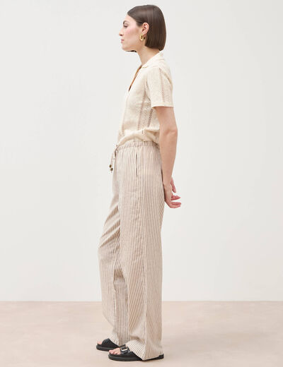 Pantalon taille standard ecru femme