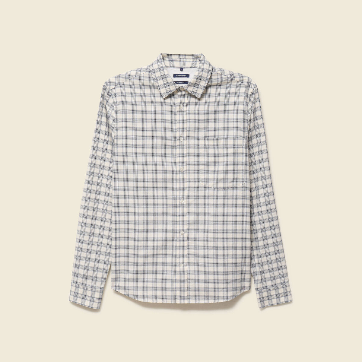 Chemise droite courte en coton ecru homme