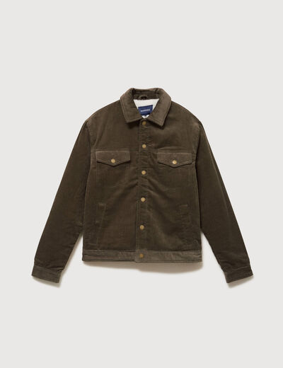 Blouson droit en velours manches longues taupe homme