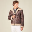 Blouson droit simili cuir taupe homme