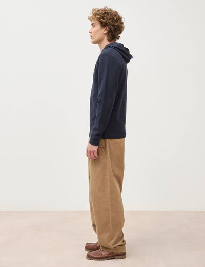 T-shirt &agrave; capuche bleu marine homme