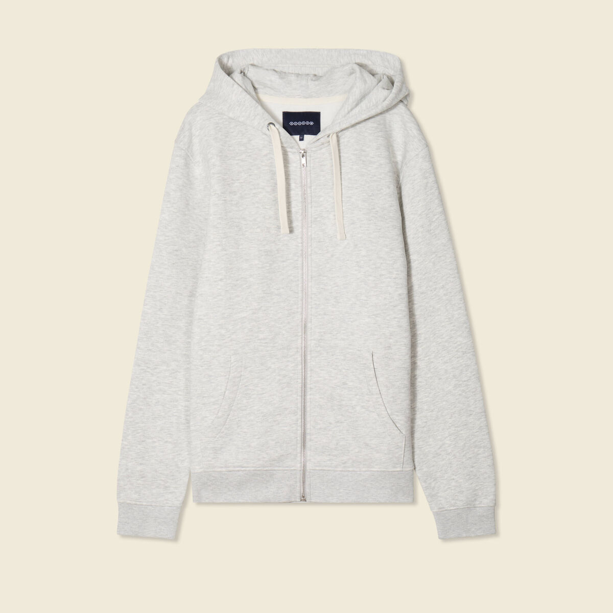 Sweat &agrave; capuche manches longues gris homme