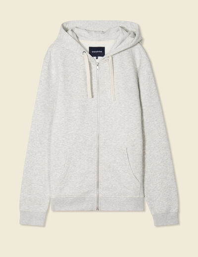 Sweat &agrave; capuche manches longues gris homme