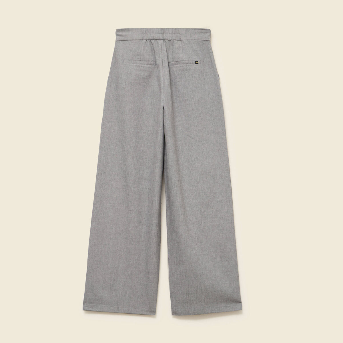 Pantalon large taille haute fluide gris femme