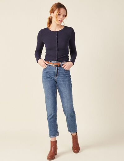 T-shirt manches longues bleu marine femme