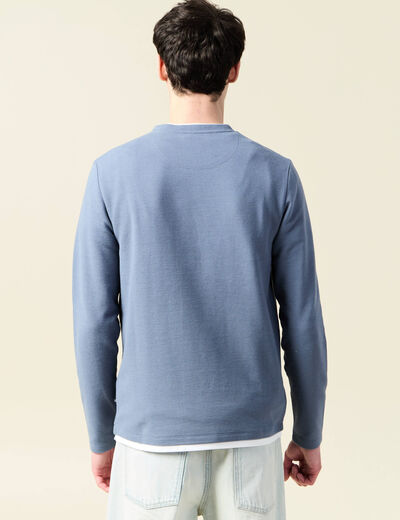 T-shirt manches longues bleu foncé homme