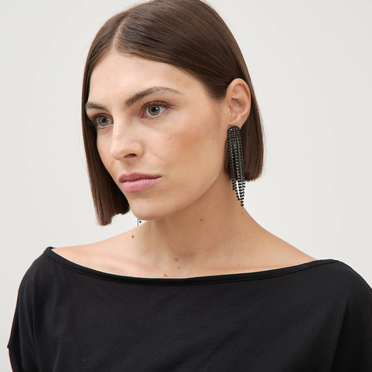 Boucles d'oreilles avec strass noir femme