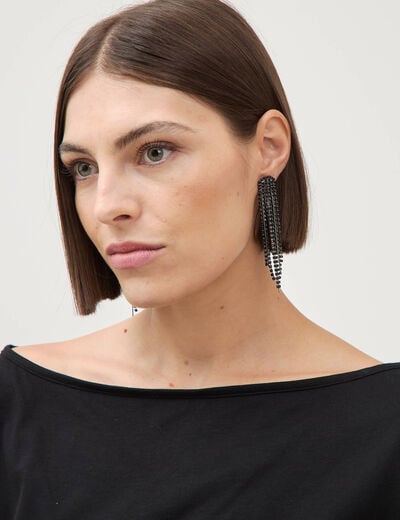 Boucles d'oreilles avec strass noir femme
